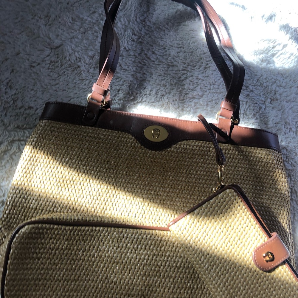 Vintage Etienne Aigner Woven straw tote